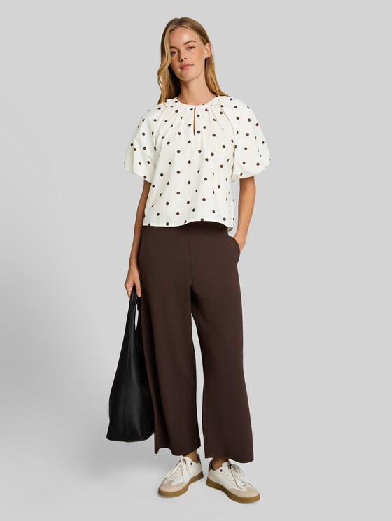 Polka-dot poplin blouse - off white dark brown dot