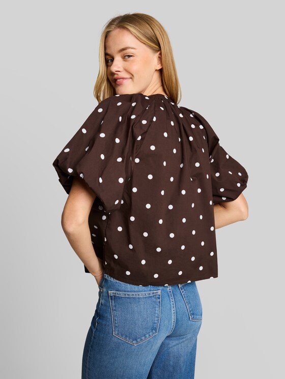 Polka-dot poplin blouse - dark brown white dot