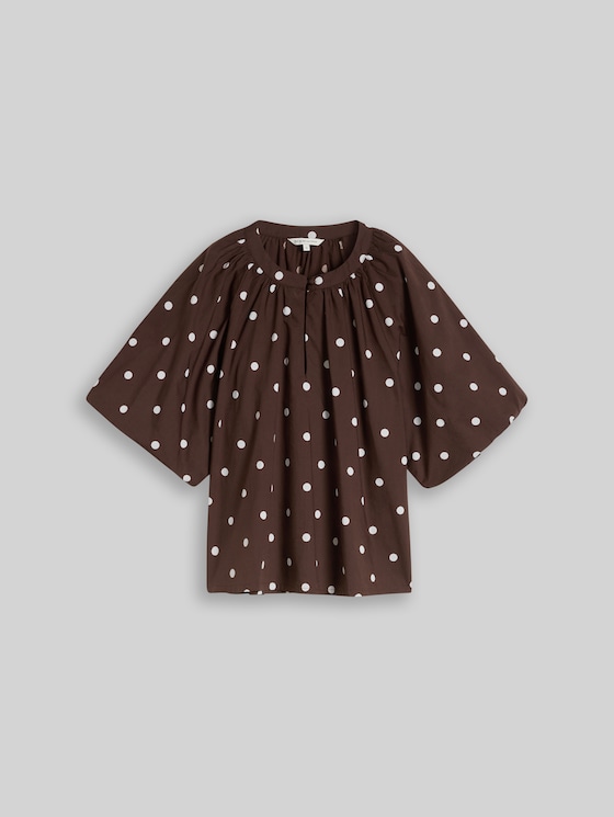 Polka-dot poplin blouse - dark brown white dot