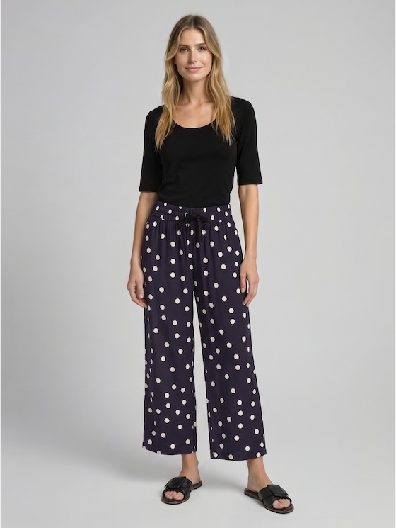 Viscose culottes - navy big dot design