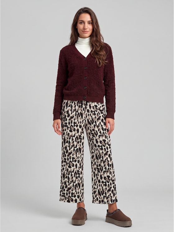 Viscose culottes - brown beige leo print