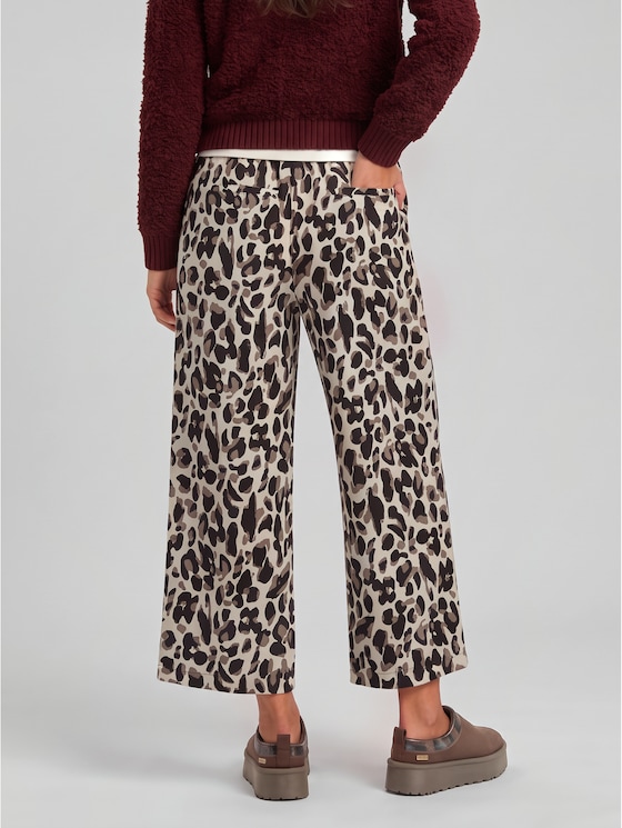 Viscose culottes - brown beige leo print