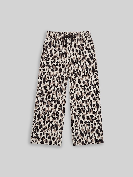Viscose culottes - brown beige leo print