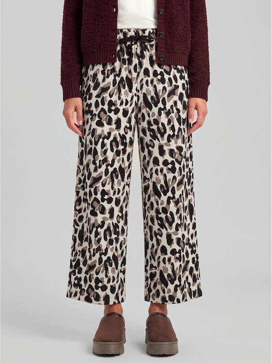 Viscose culottes - brown beige leo print