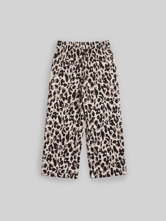 Viscose culottes - brown beige leo print