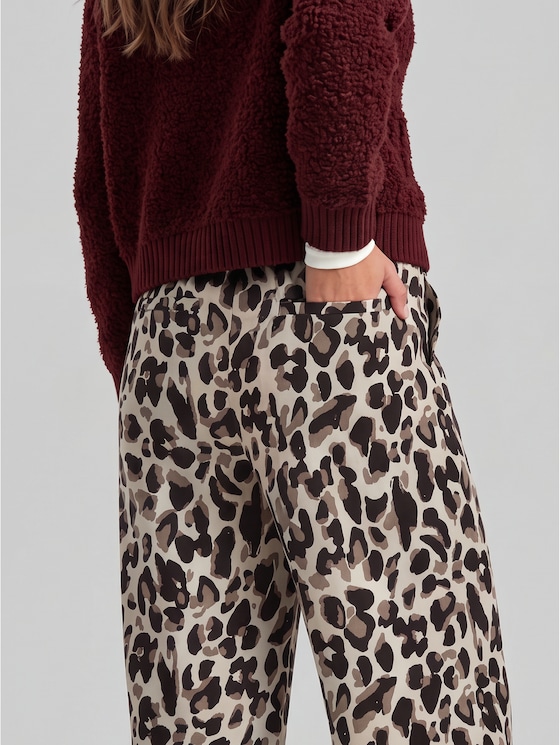 Viscose culottes - brown beige leo print