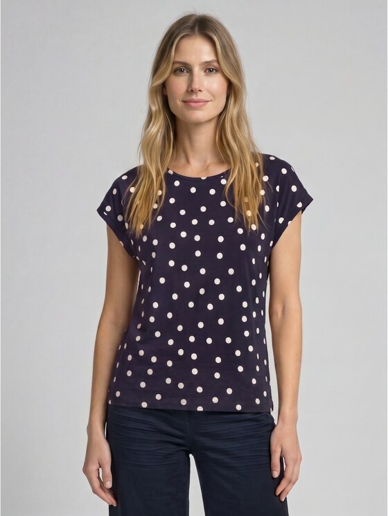 T-shirt with an all-over print - navy big dot design