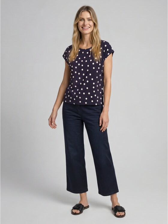 T-shirt with an all-over print - navy big dot design