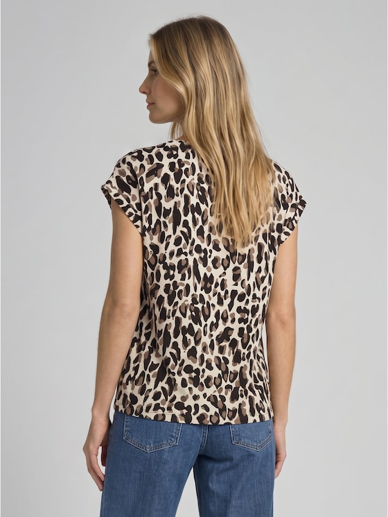 T-shirt with an all-over print - brown beige leo print