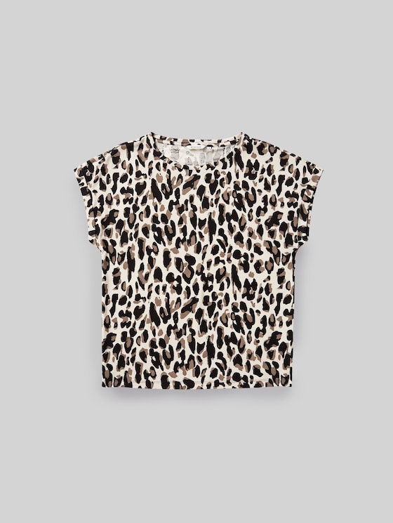 T-shirt with an all-over print - brown beige leo print