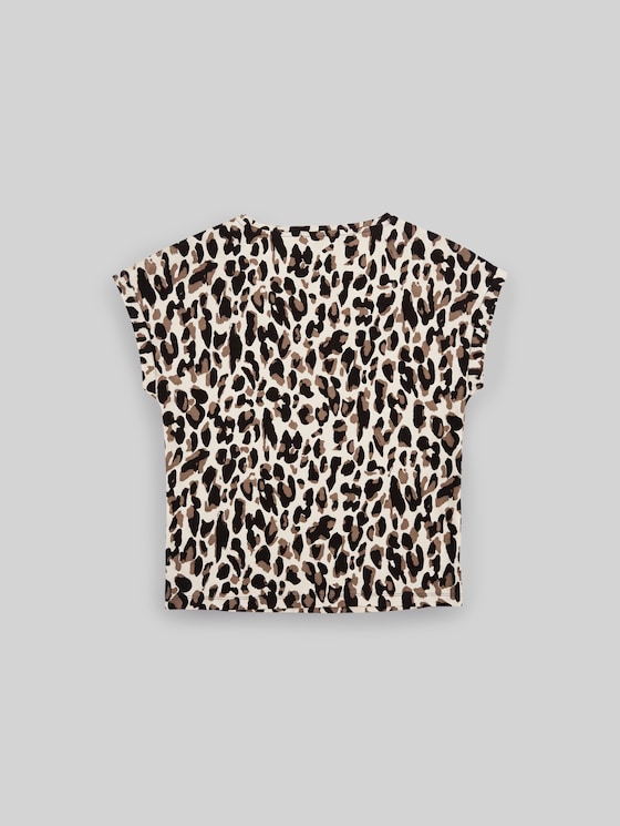 T-shirt with an all-over print - brown beige leo print