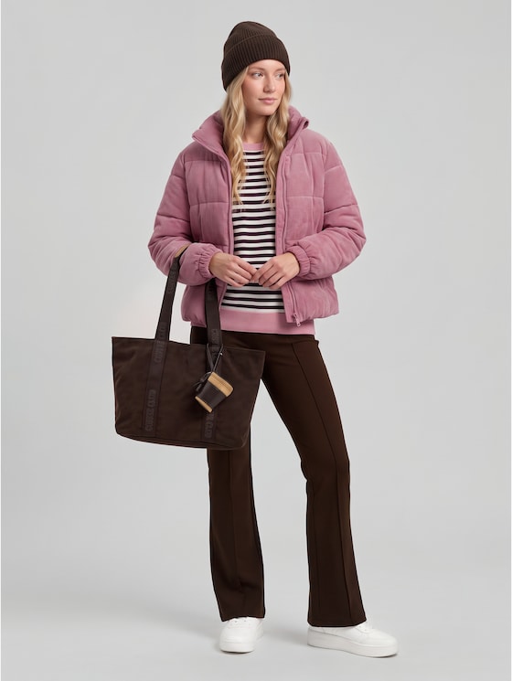 Striped knitted jumper - dark plum white stripe
