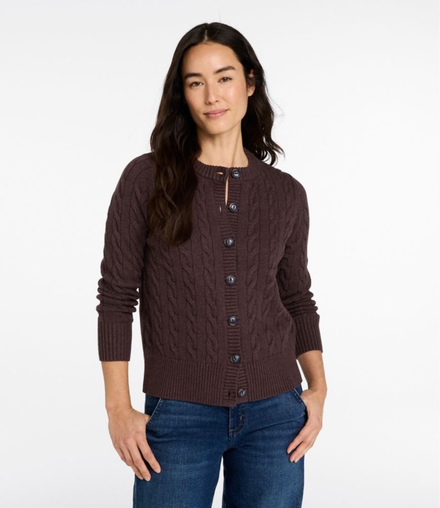 Women's The Original Double L® Sweater, Cable Cardigan - Classic Navy