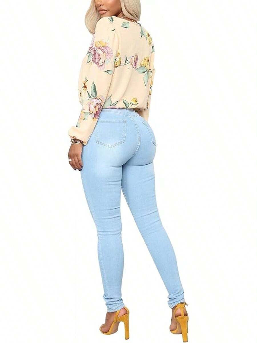 KUNMI Womens Classic High Waisted Skinny Stretch Butt Lifting Jeans Slim Fit Denim Pants - image 2