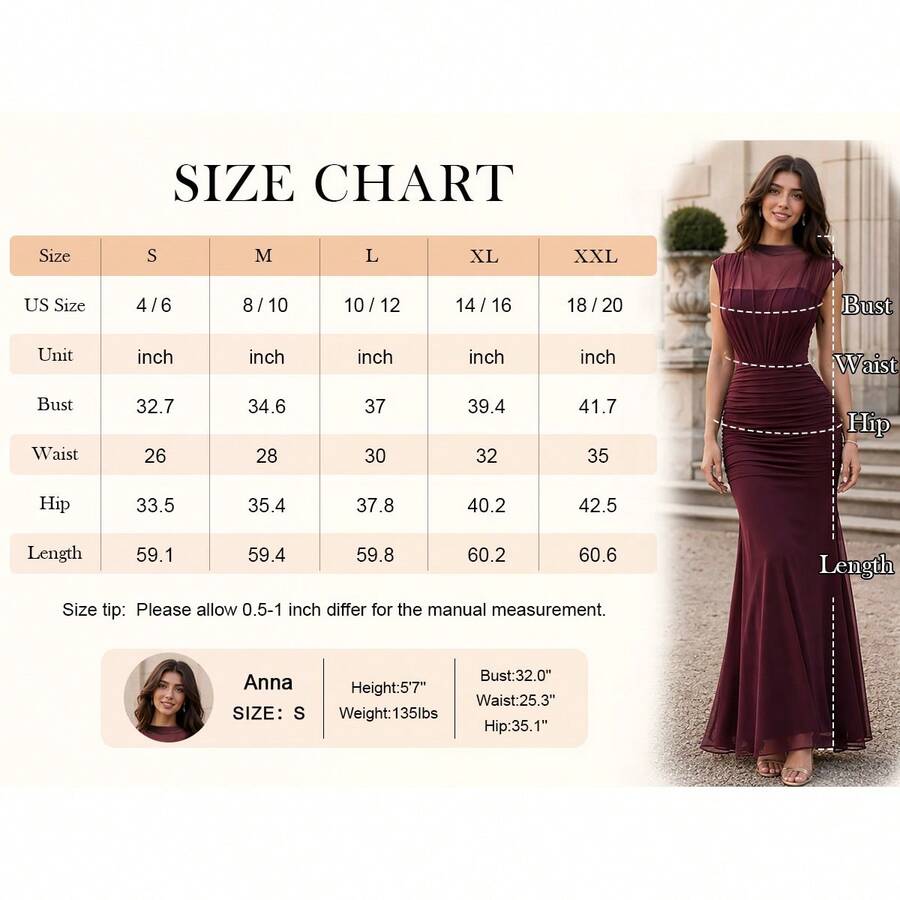 MIUSOL Elegant Women's Mesh Ruched Mermaid Maxi Dress, Mock Neck Cap Sleeve Bodycon Formal Evening Gown For Wedding Guest, Cocktail Party, Gala, Prom - image 8
