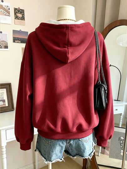 Lalippa Women's Autumn/Winter Letter Print Hooded Sweatshirt - image 2