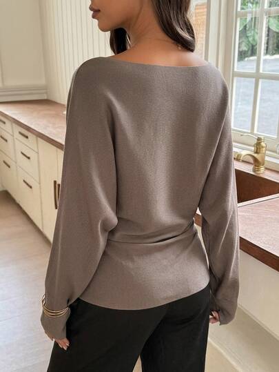 Dazy Maternity Loose Solid Color Casual Long Sleeve Daily Wear Early Autumn Maternity Sweater - image 2