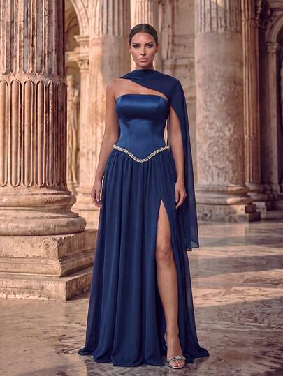 Plus Size Women's Luxury Strapless Heavy Beaded Sequin Formal Evening Gown, Sexy Cocktail Maxi Dress For Prom, Wedding Guest, Spring/Summer - image 2