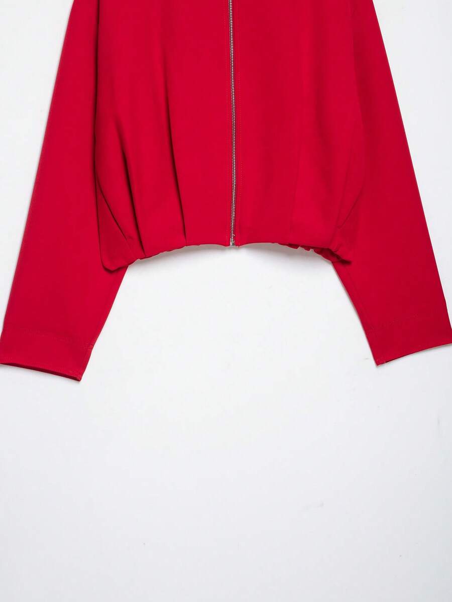 DEEKA Autumn New Women's European And American Style Minimalist Fashion Versatile Stand Collar Flight Jacket - image 7