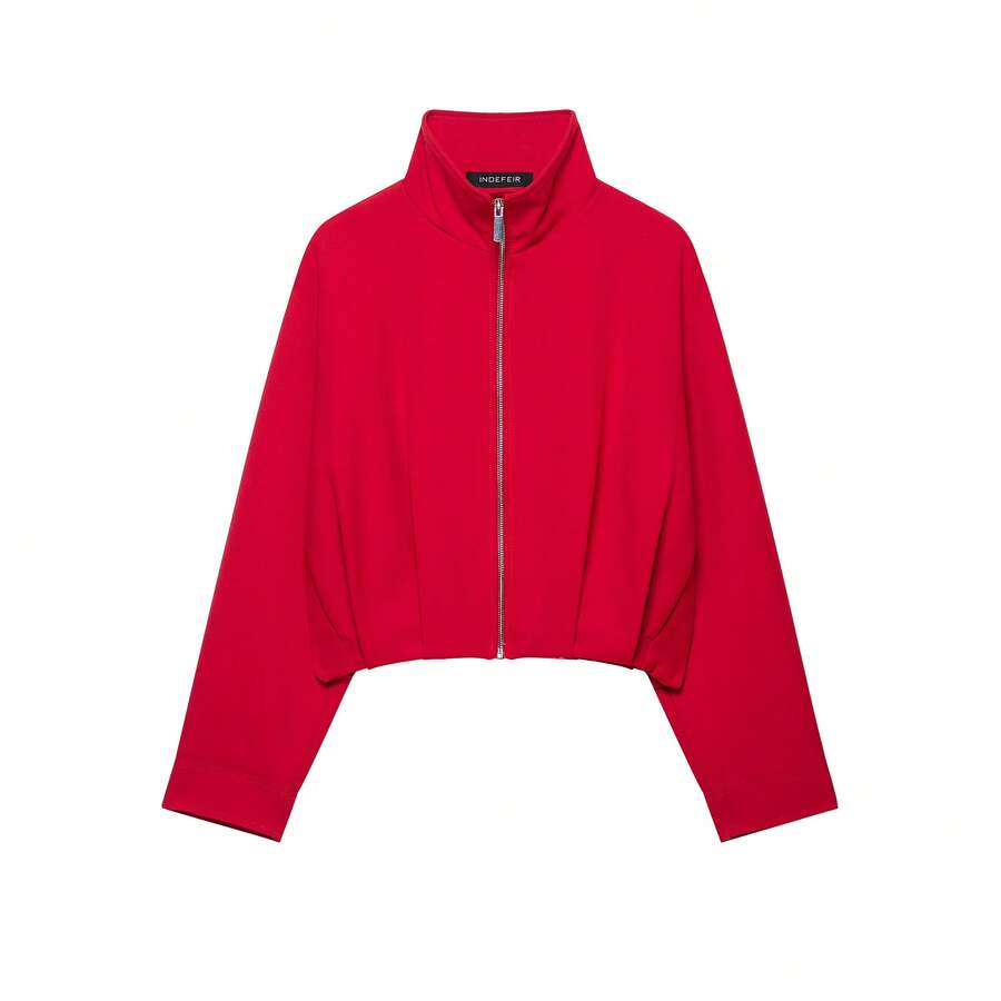 DEEKA Autumn New Women's European And American Style Minimalist Fashion Versatile Stand Collar Flight Jacket - image 2