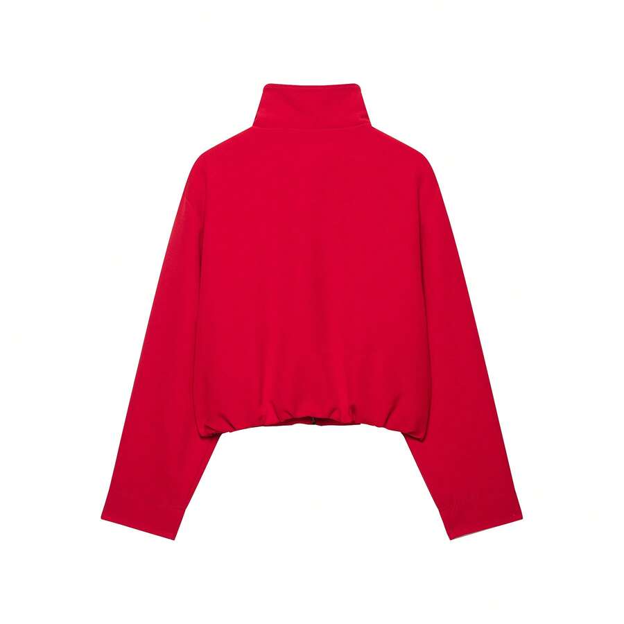 DEEKA Autumn New Women's European And American Style Minimalist Fashion Versatile Stand Collar Flight Jacket - image 3