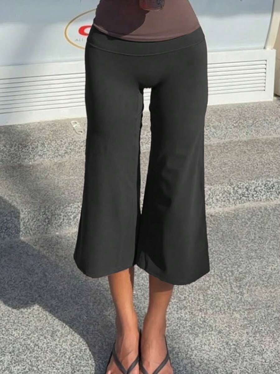 NOIRLYN Fall Winter Women's High Waist Wide Leg Capri Yoga Pants Butt Lifting Slimming Draped Casual Straight Leg Cropped Trousers For Gym Running - image 9