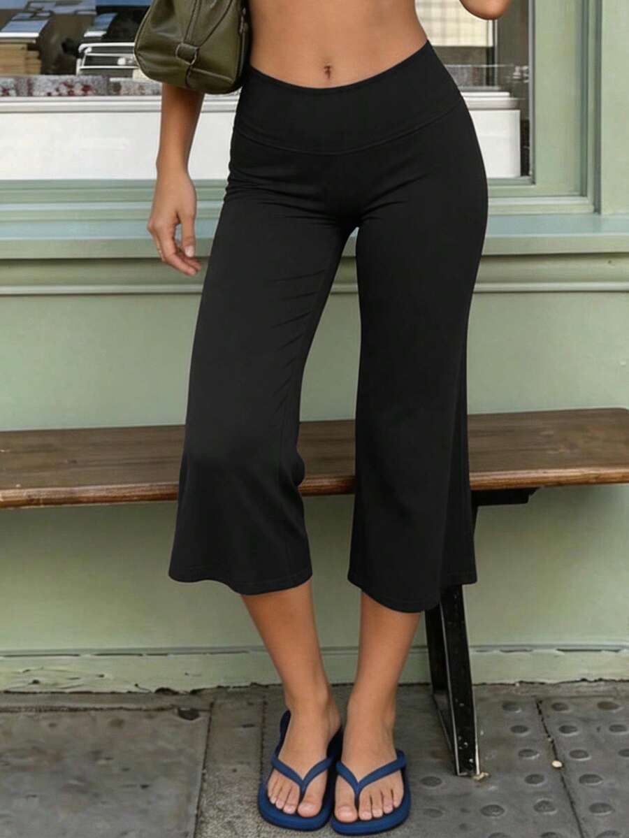 NOIRLYN Fall Winter Women's High Waist Wide Leg Capri Yoga Pants Butt Lifting Slimming Draped Casual Straight Leg Cropped Trousers For Gym Running - image 6