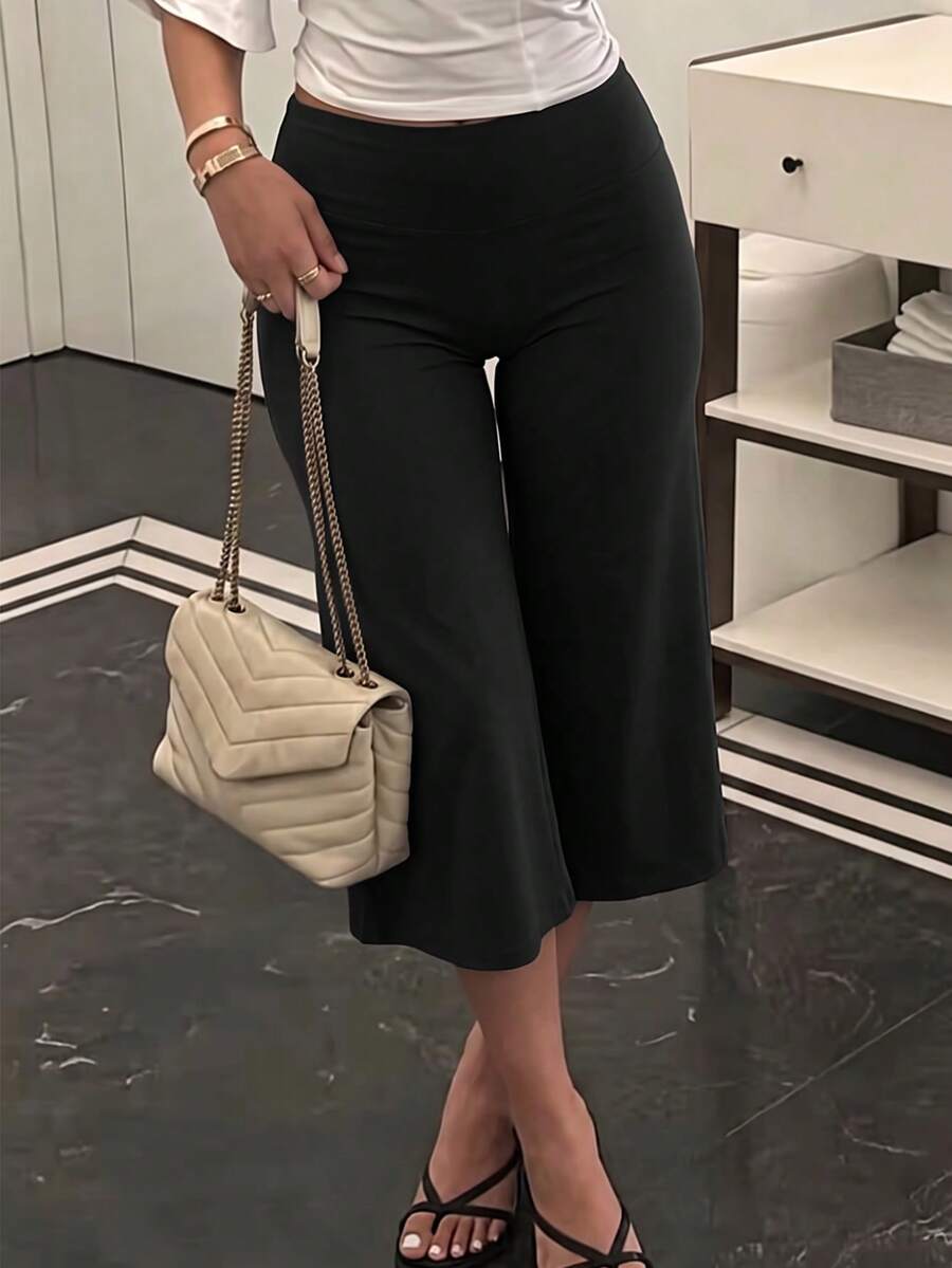 NOIRLYN Fall Winter Women's High Waist Wide Leg Capri Yoga Pants Butt Lifting Slimming Draped Casual Straight Leg Cropped Trousers For Gym Running - image 3