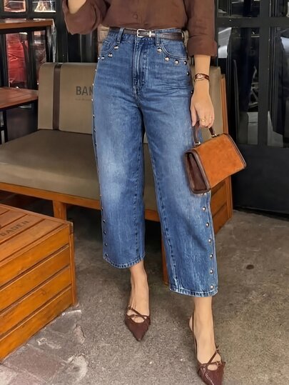 Firerie Women's Casual Daily Travel Denim Jeans With Pockets And Buttons