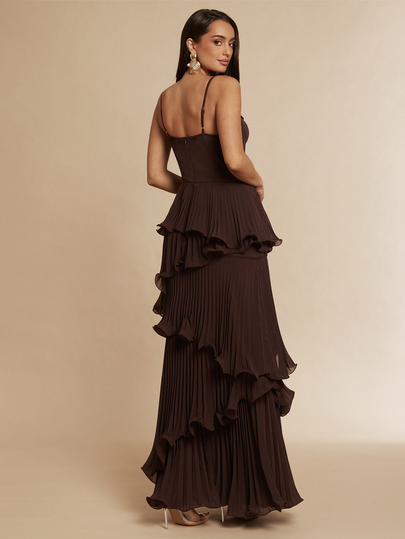 Silquee Chiffon Fabric Cake Hem Slit Sexy Elegant Spaghetti Strap Dress For Women - image 2