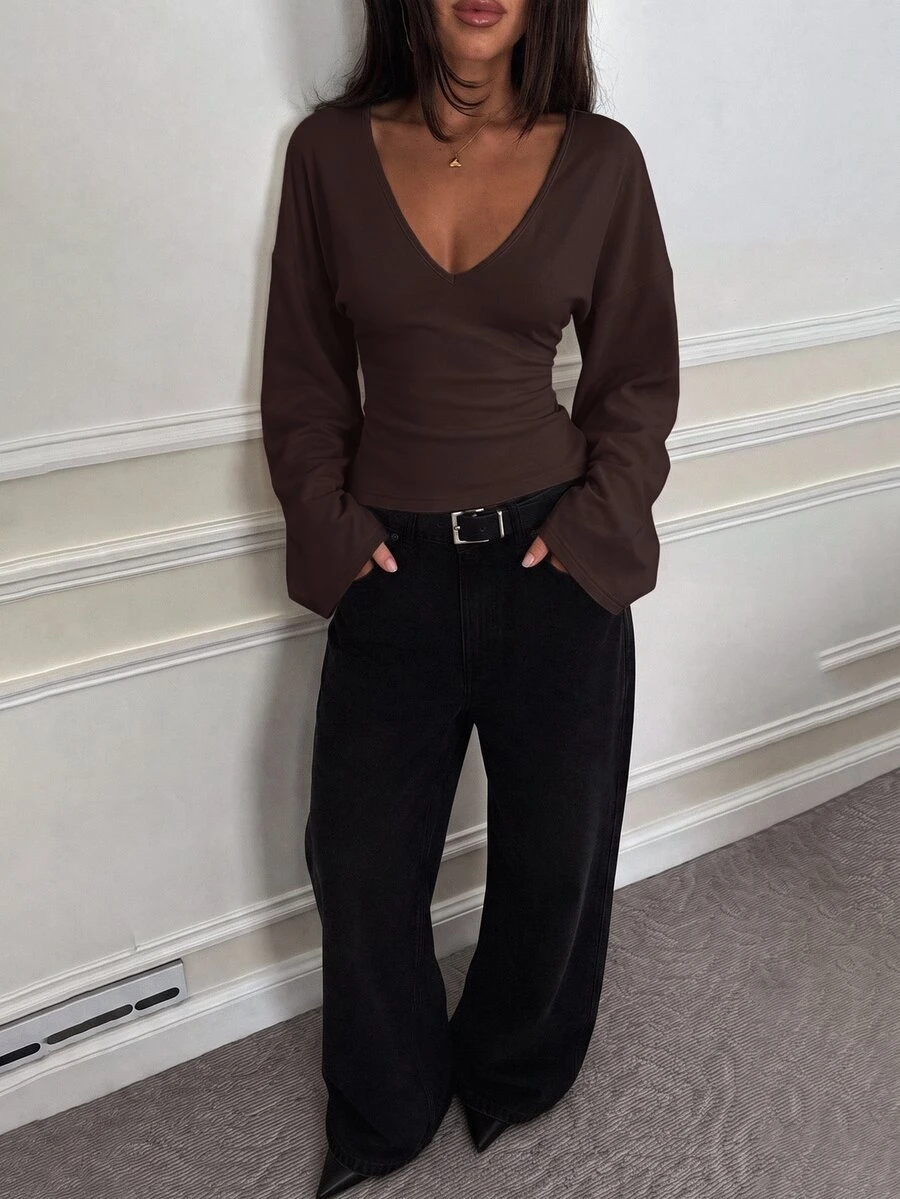 SHEIN Tall Women's Simple Versatile Solid Color Long Sleeve Top For Daily Wear - image 7