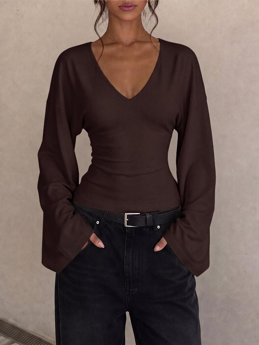 SHEIN Tall Women's Simple Versatile Solid Color Long Sleeve Top For Daily Wear - image 4