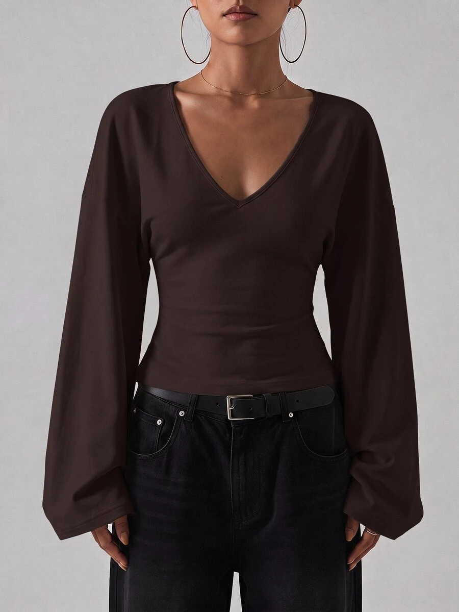 SHEIN Tall Women's Simple Versatile Solid Color Long Sleeve Top For Daily Wear - image 2