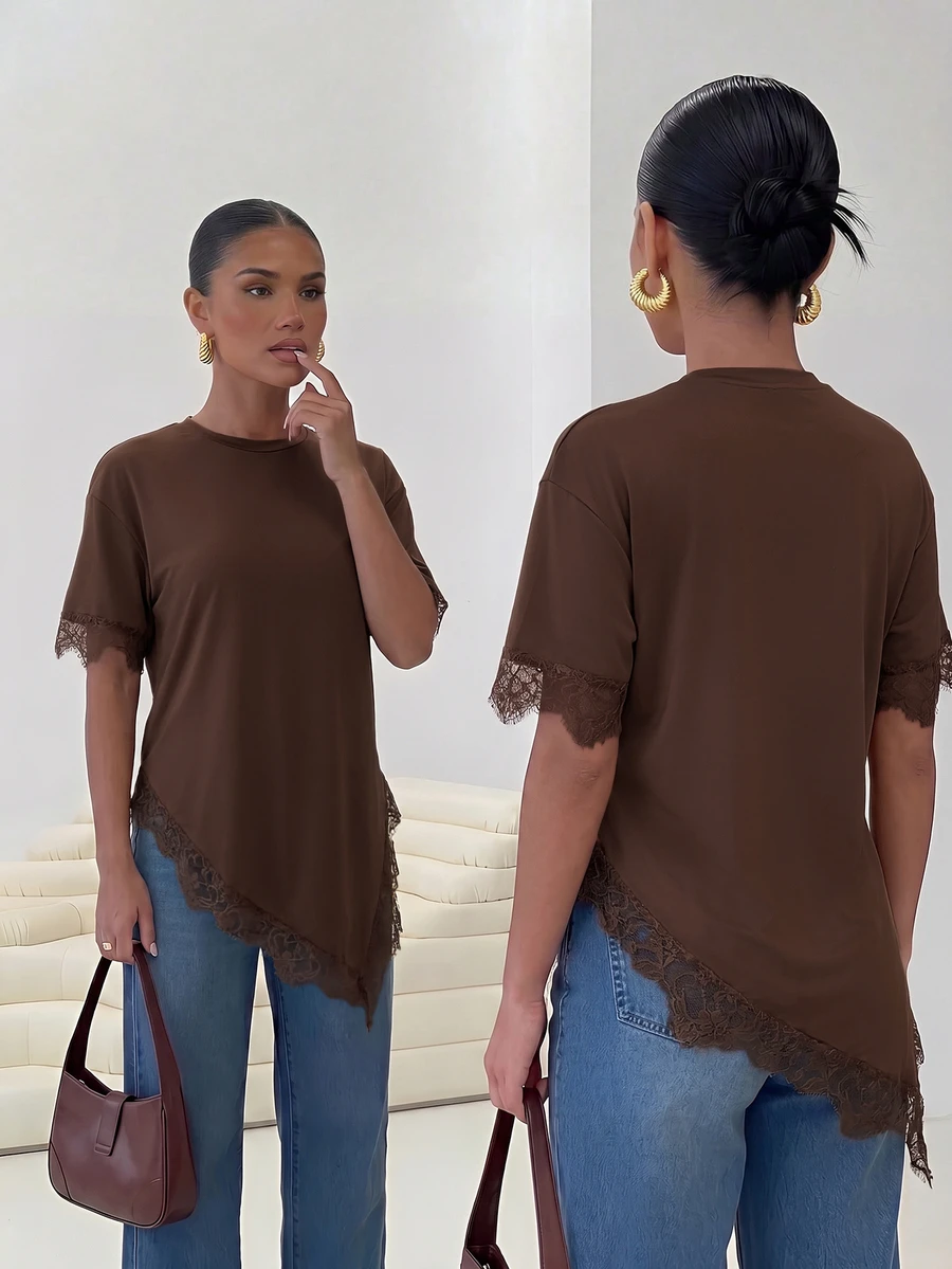 Firerie Women T-Shirts Brunch Night Out Dark Brown Elegant