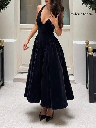 Women's Elegant Charming Romantic Glamorous Party Evening Sexy Velvet Long Dress All Clothes, Winter Dress, New Year Dress, Elegant Long Party Dress - image 2