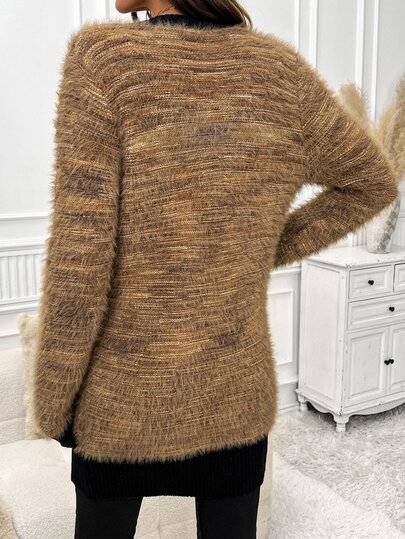 SHEIN Clasi Women's Colorblock Long Sleeve Single-Breasted Casual Knit Cardigan - image 2