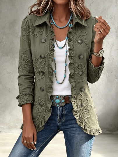 Women's Autumn New Fashion Style Versatile Long Sleeved Ruffled Cardigan Casual Top - image 2