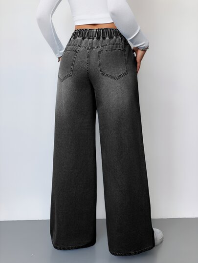 SHEIN Tall Women's Drawstring Waist Pocket Casual Daily Wear Jeans - image 2