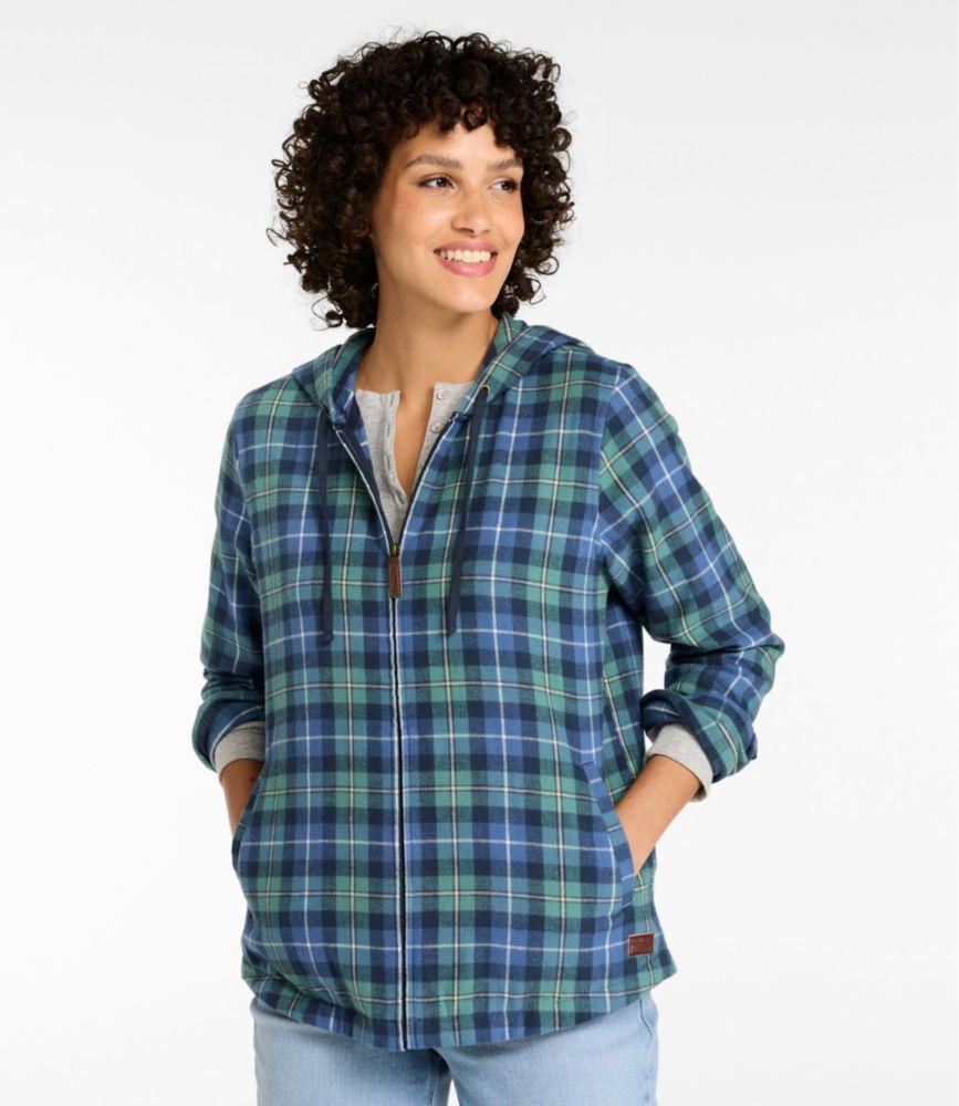 Women's Scotch Plaid Flannel Shirt, Relaxed Zip Hoodie - Washed MacNeil