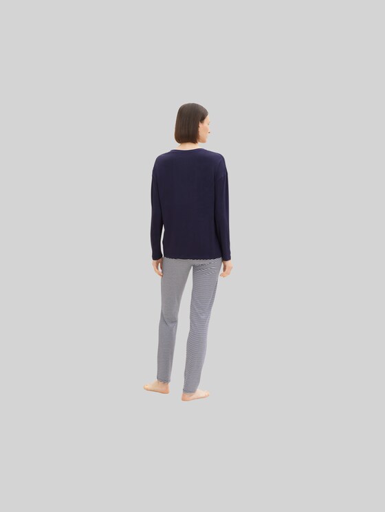 Pyjama set with striped trousers - blue ring
