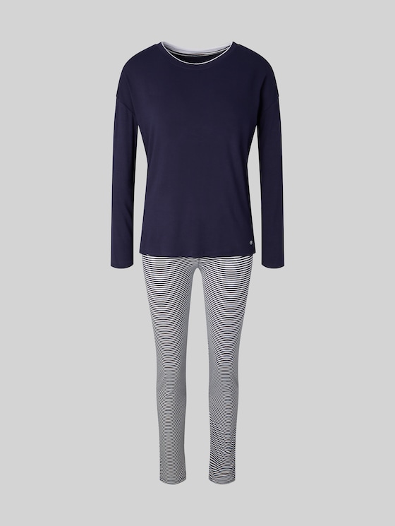 Pyjama set with striped trousers - blue ring