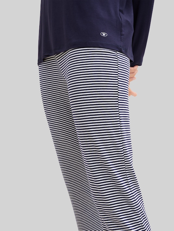 Pyjama set with striped trousers - blue ring