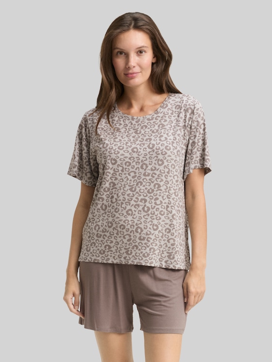 Pyjama set with leo print - grey-medium-allover