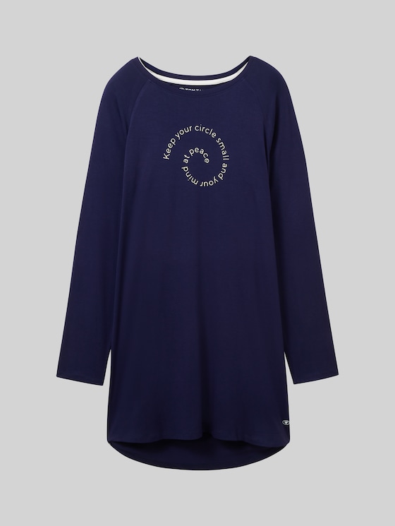 Nightdress with print - blue-dark-solid