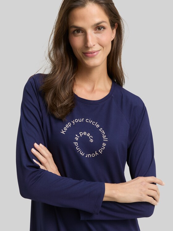 Nightdress with print - blue-dark-solid