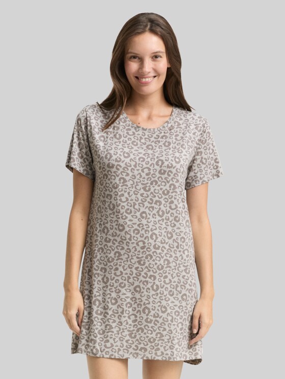 Nightdress with animal print - grey-medium-allover