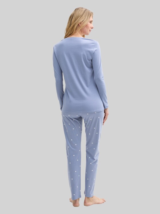 Pyjama set with a polka dot pattern and logo print - blau-mittel-Punkte