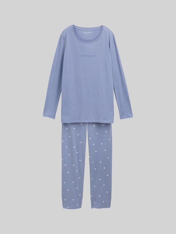 Pyjama set with a polka dot pattern and logo print - blau-mittel-Punkte