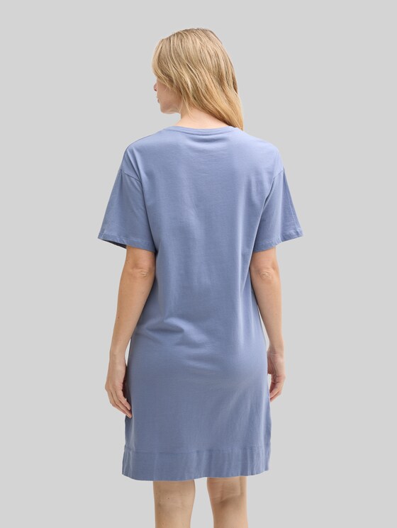Short-sleeved nightdress with logo print - blue-medium-solid