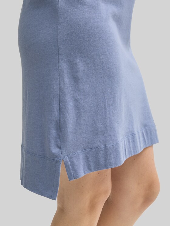 Short-sleeved nightdress with logo print - blue-medium-solid